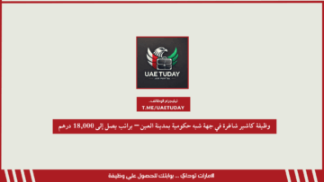 وظيفة كاشير شاغرة في جهة شبه حكومية بمدينة العين – براتب يصل إلى 18,000 درهم