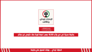 وظيفة مميزة في دبي براتب 10,000 درهم | فرصة قوية بعقد حكومي غير مباشر