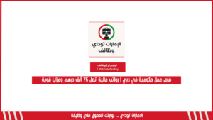 فرص عمل حكومية في دبي | رواتب عالية تصل 75 ألف درهم ومزايا قوية